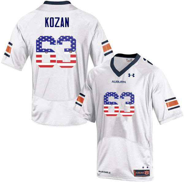 Men #63 Alex Kozan Auburn Tigers USA Flag Fashion College Football Jerseys-White - Click Image to Close